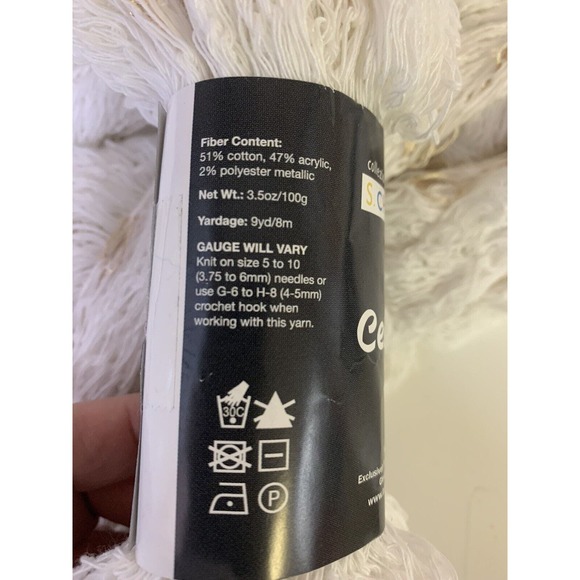 4 Skeins Tahki Tubular Nett Yarn/Fabric Celeste S Charles White Metallic New - Picture 10 of 10